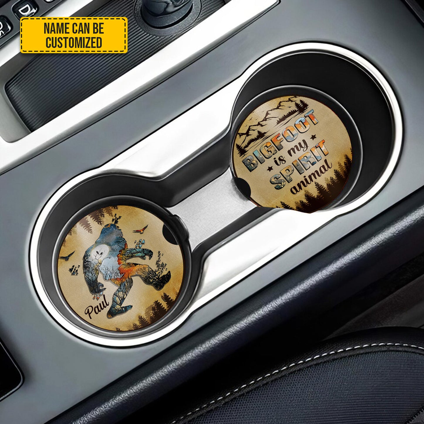 Personalized Bigfoot Spirit Animal Car Coaster