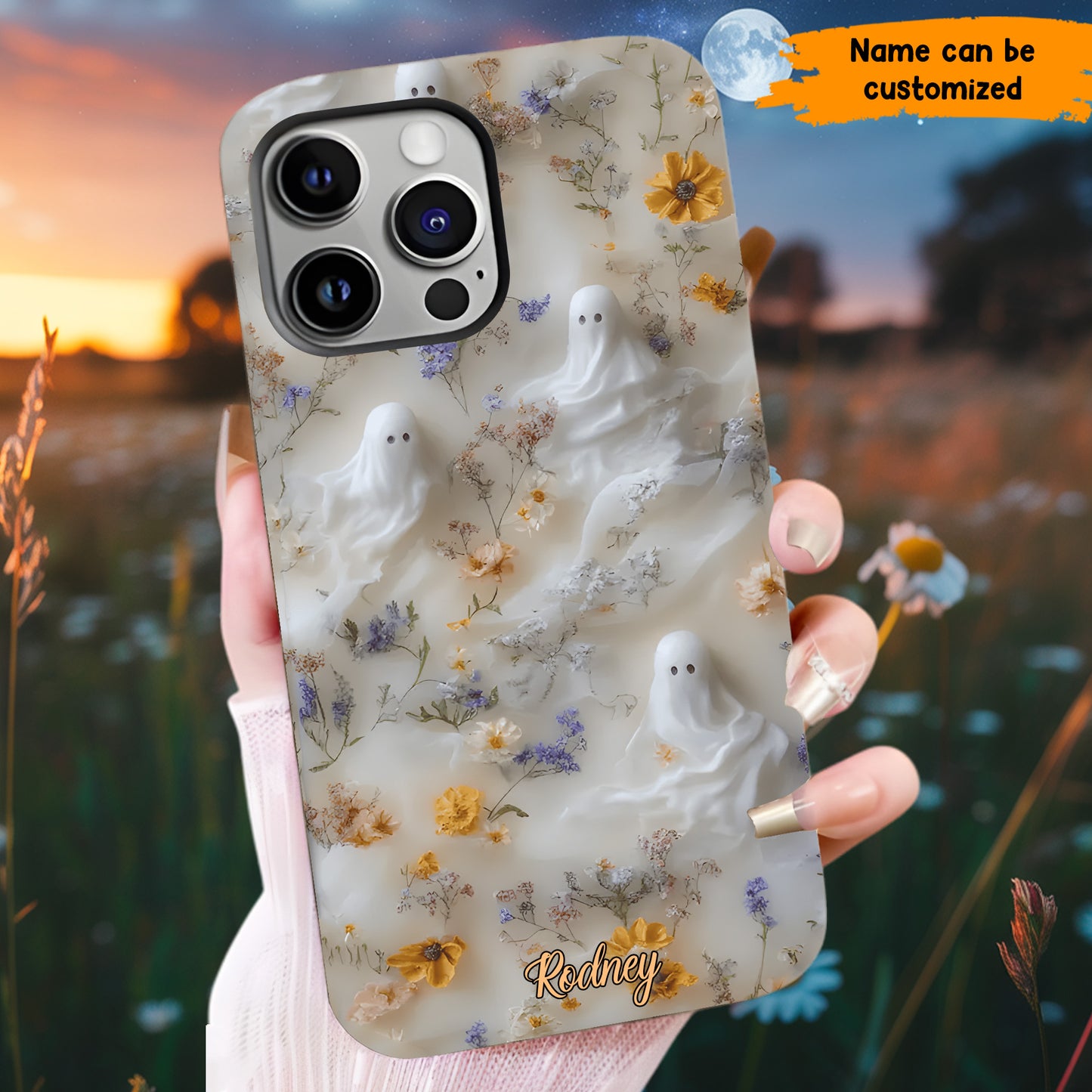 Ghost & Flowers – Personalized Phone Case