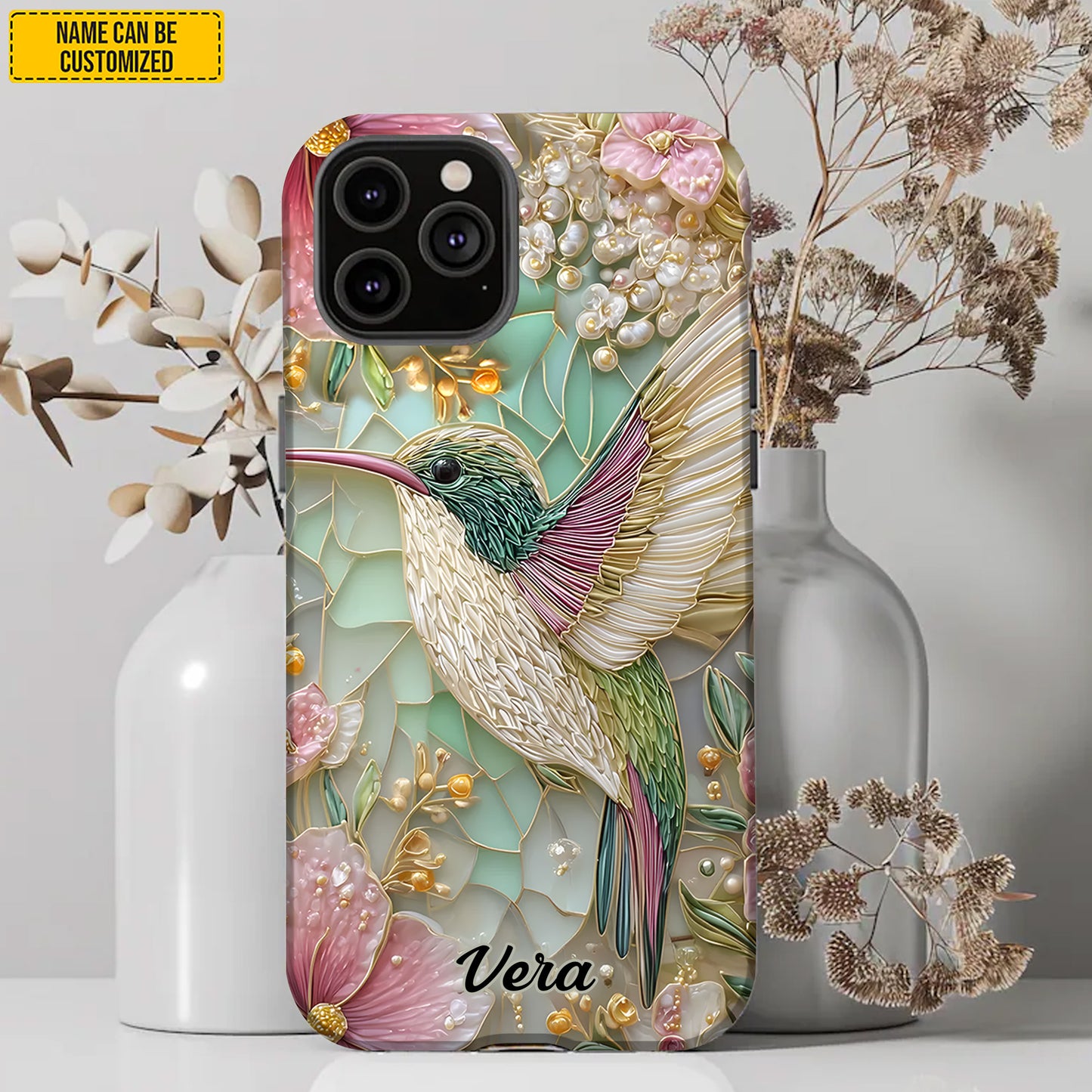 Personalized Hummingbird Floral Phone Case