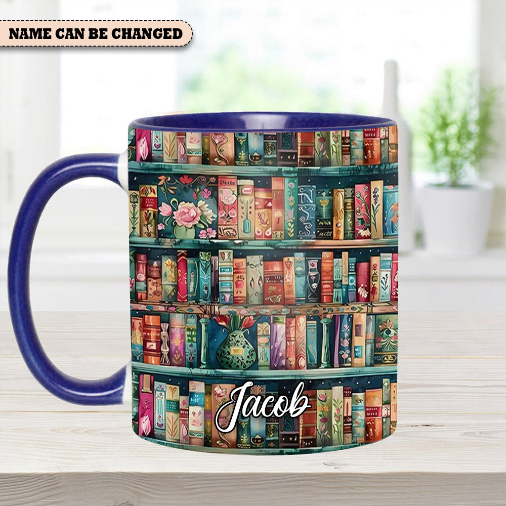 Personalized Bookshelf Mug – Cozy Library Lover’s Dream