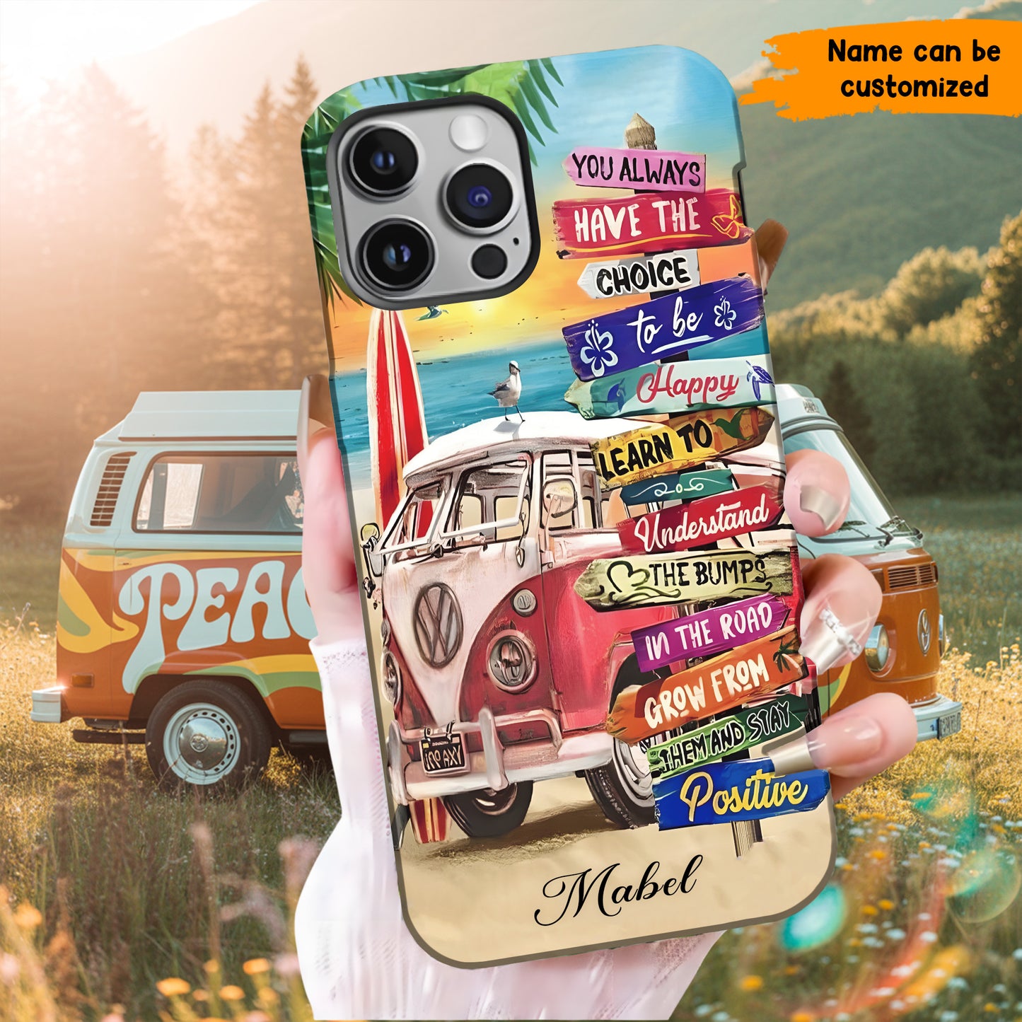 Personalized Hippie Van Inspirational Phone Case