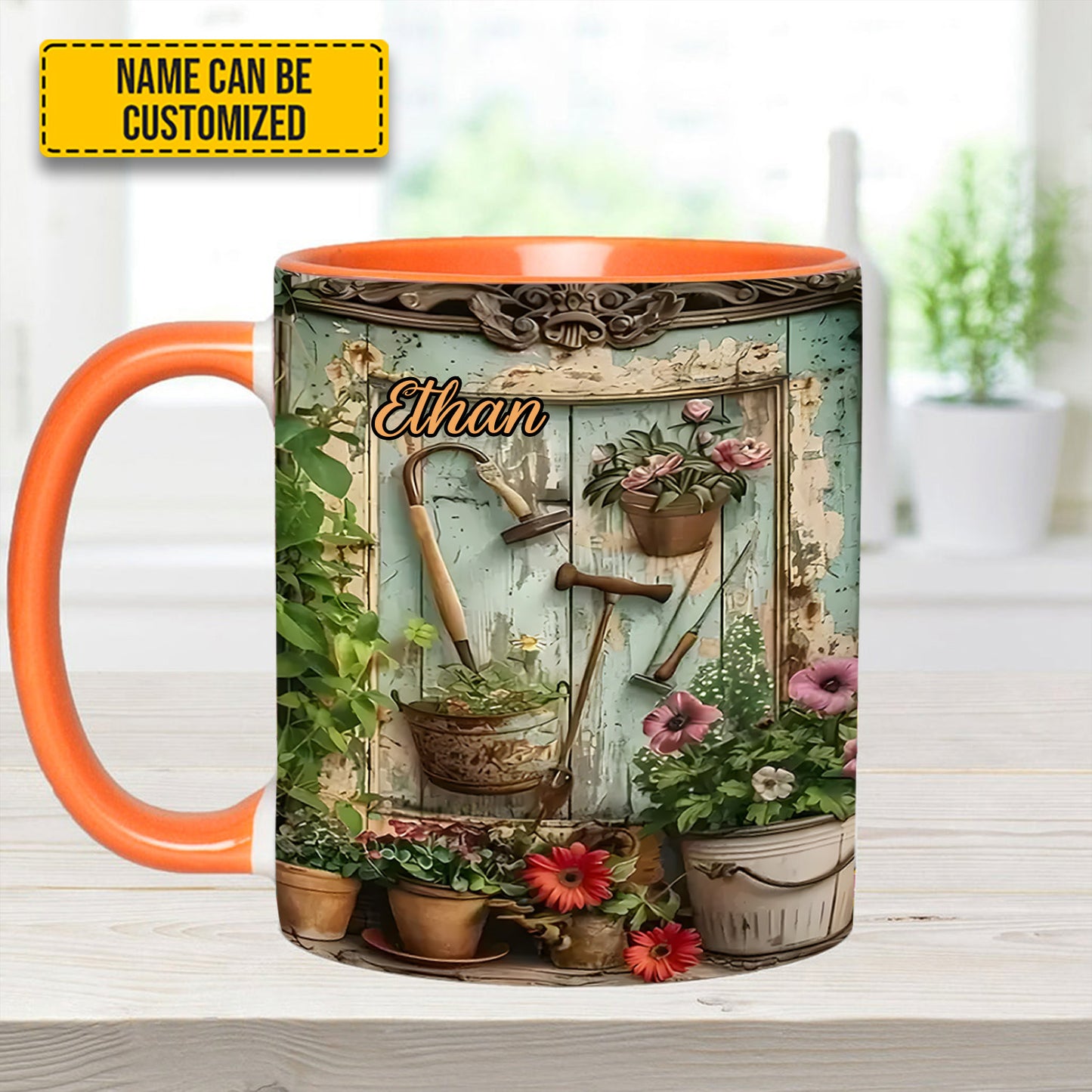 Garden Tools And Flowers - Personalized Gardening Accent Mug