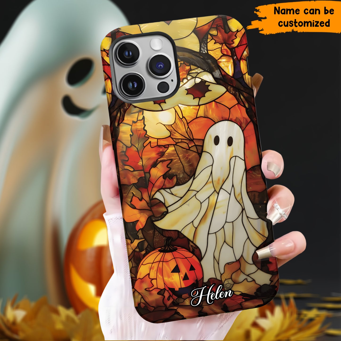 Personalized Stained Glass Ghost Phone Case