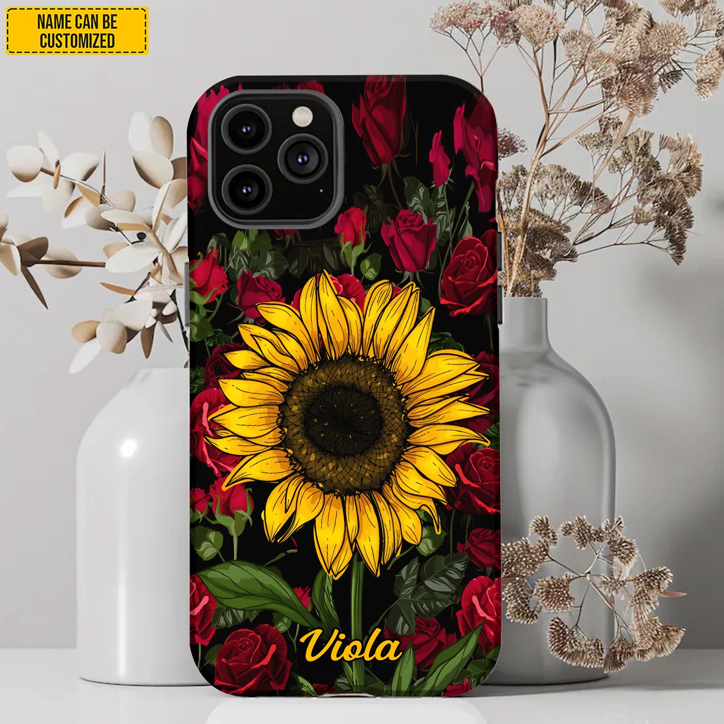 Personalized Sunflower & Rose Phone Case