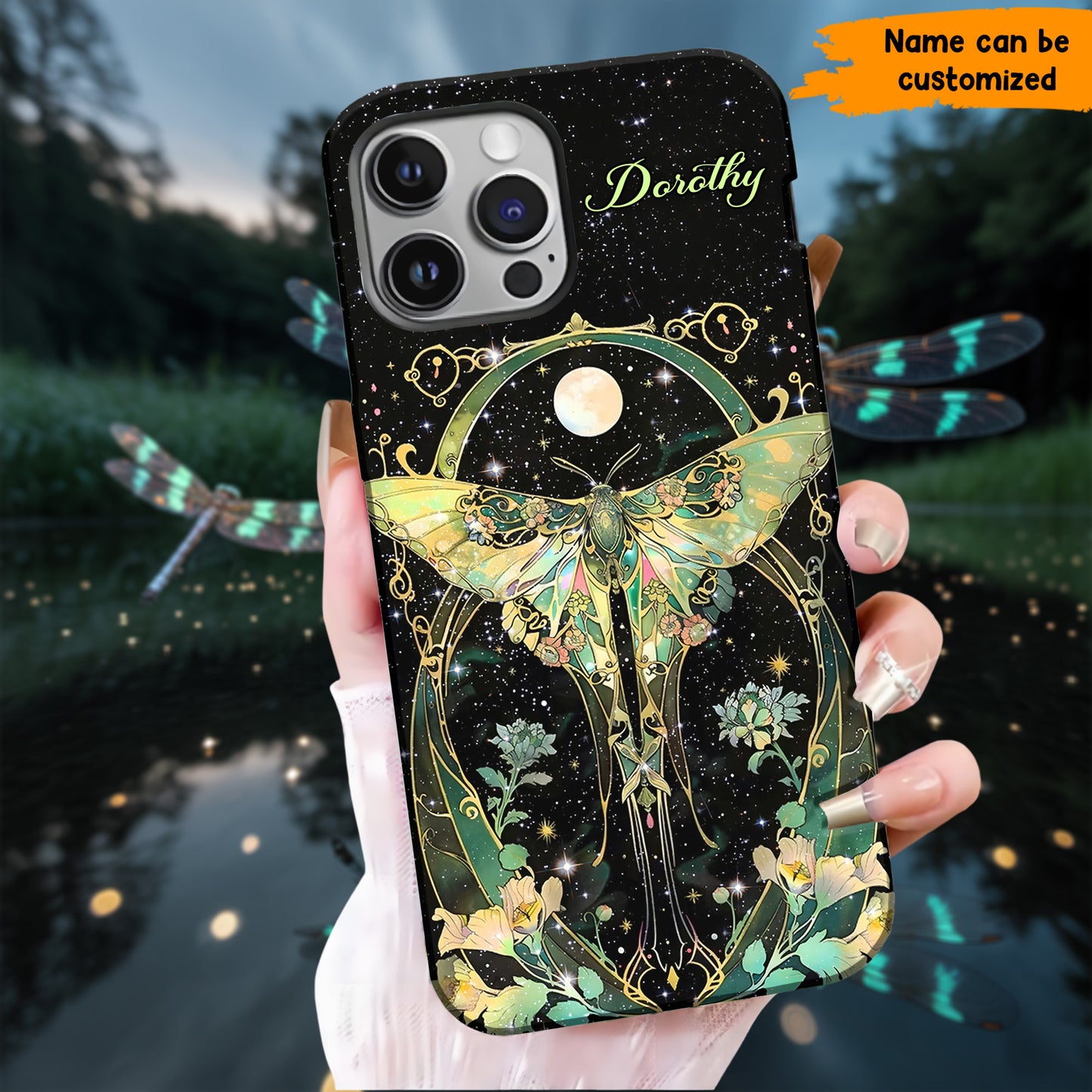 Moonlit Whispers – Personalized Luna Moth Phone Case