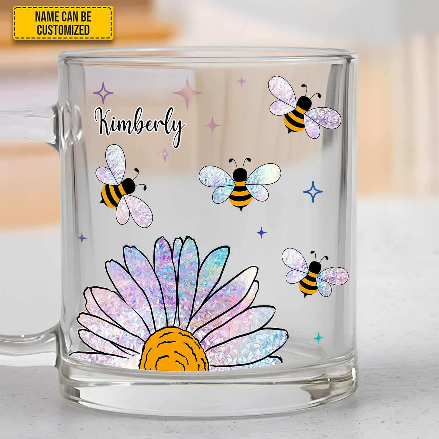 Bee Daisy - Personalized Bee Glass Mug