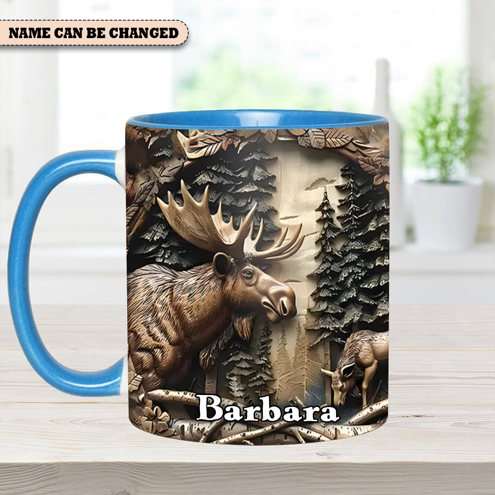 Vintage Moose Wreath Personalized Accent Mug – Rustic Gift for Mother’s Day & Nature Lovers