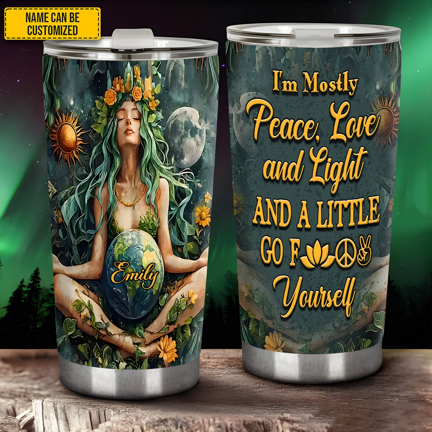 Personalized Yoga Hippie Mindfulles Tumbler