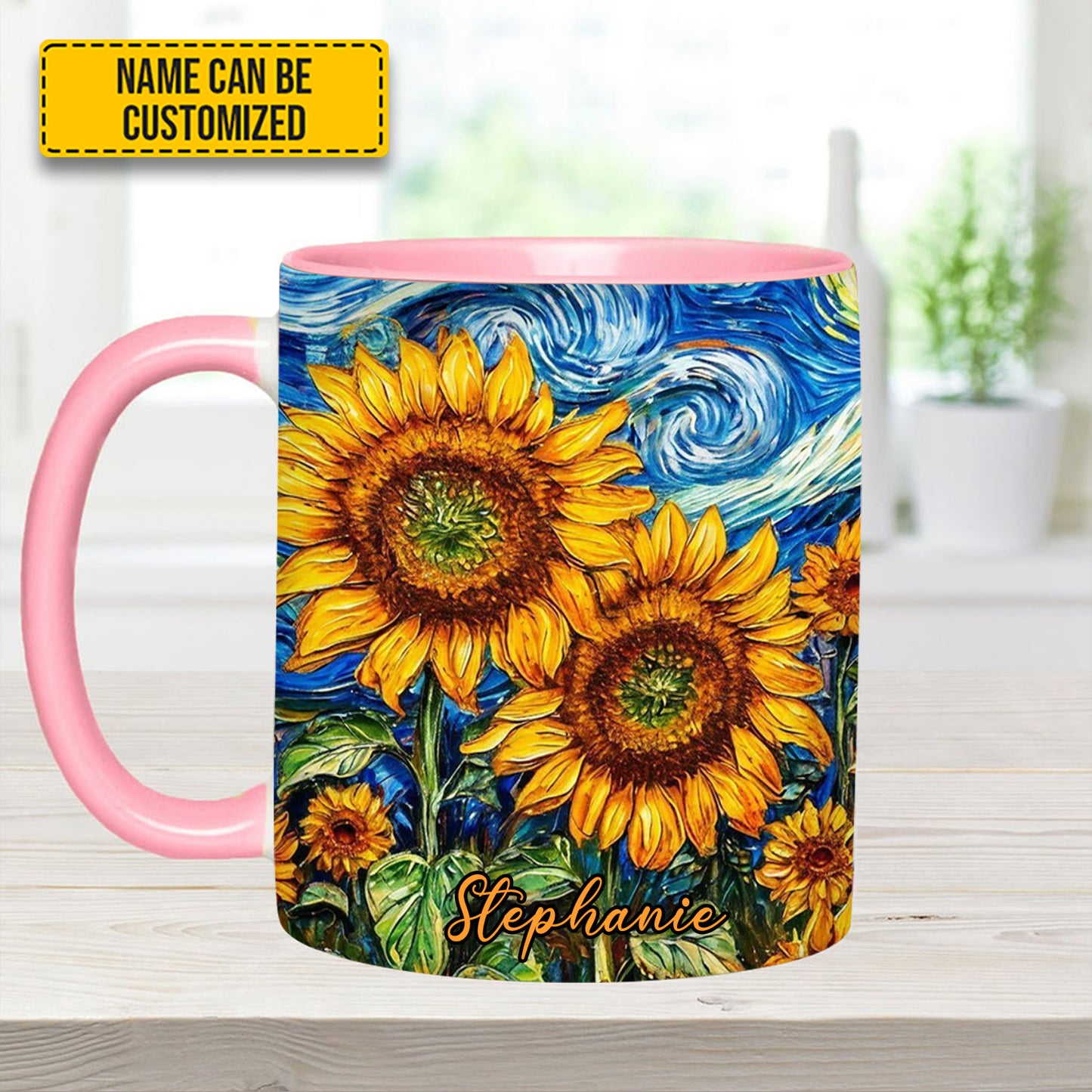 Starry Bloom – Personalized Sunflower Accent Mug
