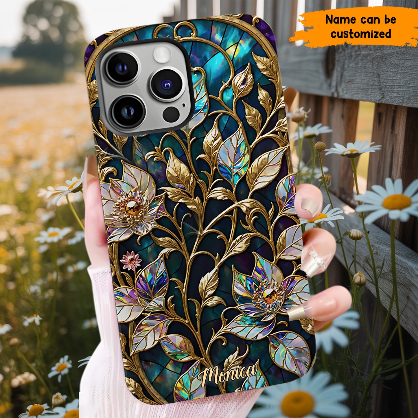Waxflower & Celestial Quartz – Personalized Phone Case