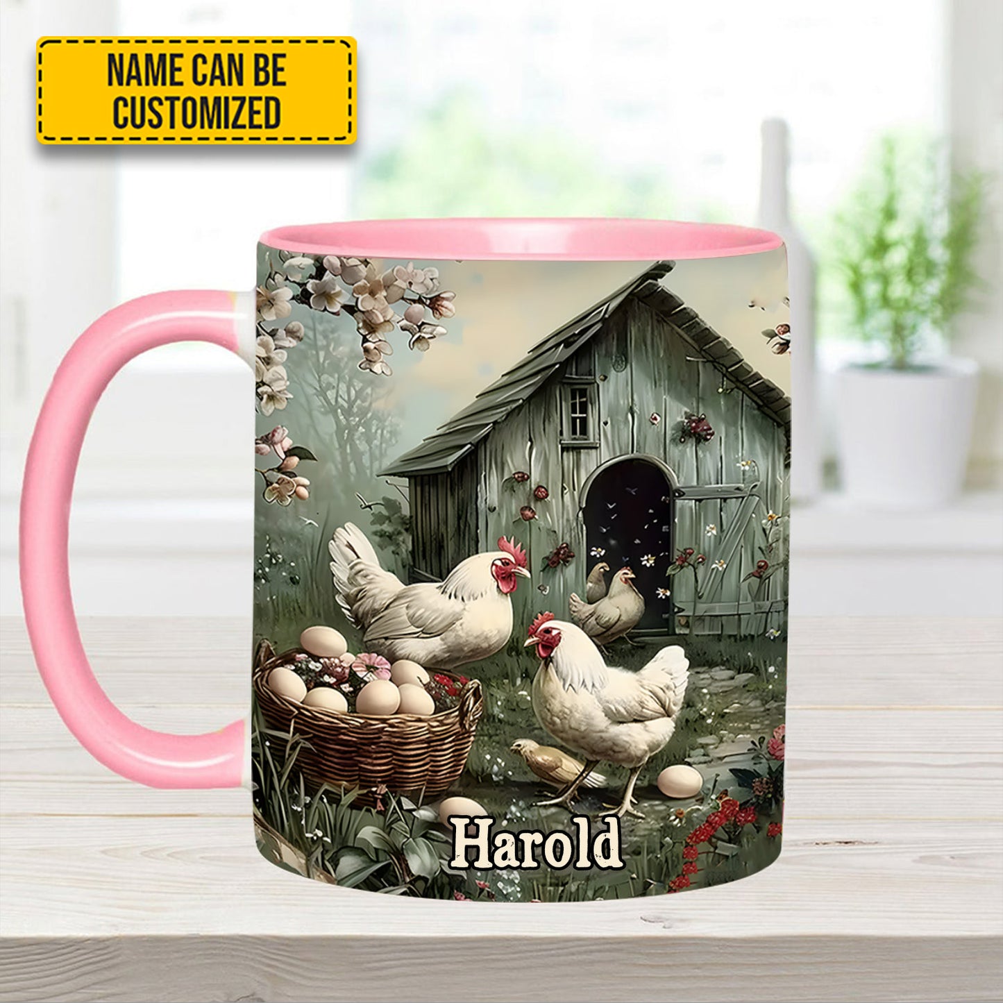 Farm Life – Personalized Chicken Accent Mug