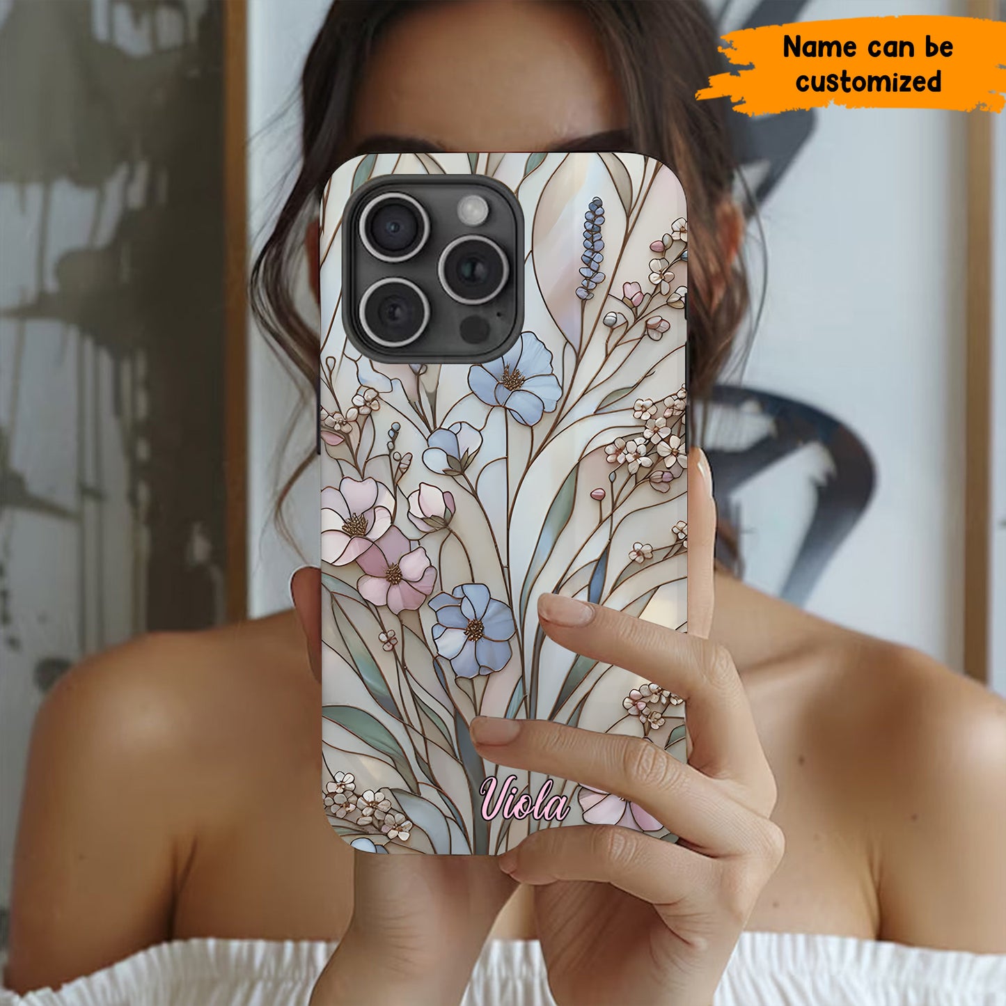 Wildflower Stained Glass Effect – Personalized Flower Phone Case