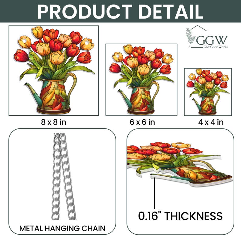 Tulip Flowers Acrylic Window Hanging