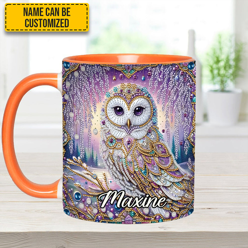 Crystal Diamond - Personalized Owl Accent Mug