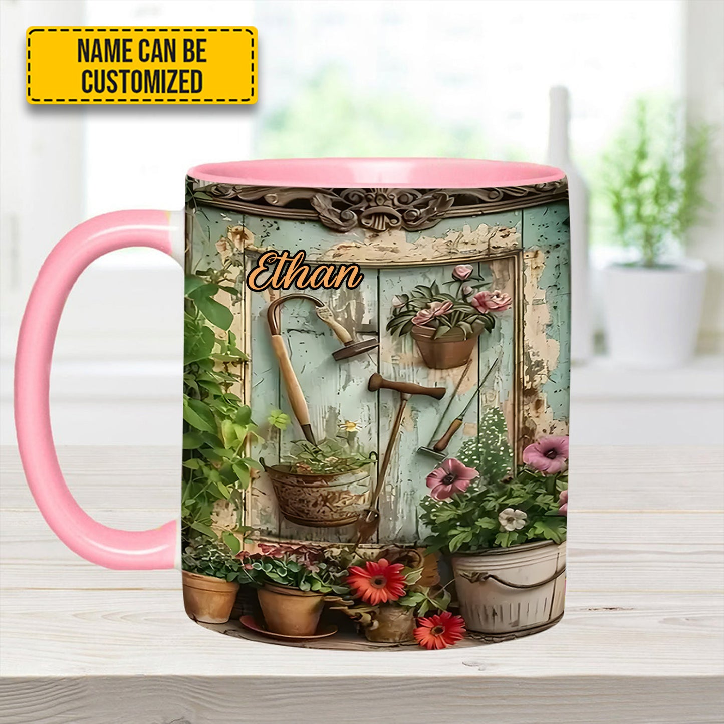 Garden Tools And Flowers - Personalized Gardening Accent Mug