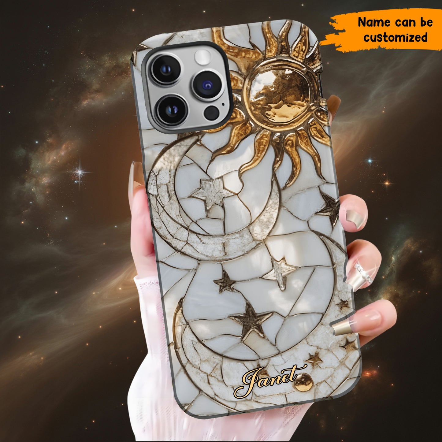 Golden Harmony – Personalized Moon & Sun Phone Case