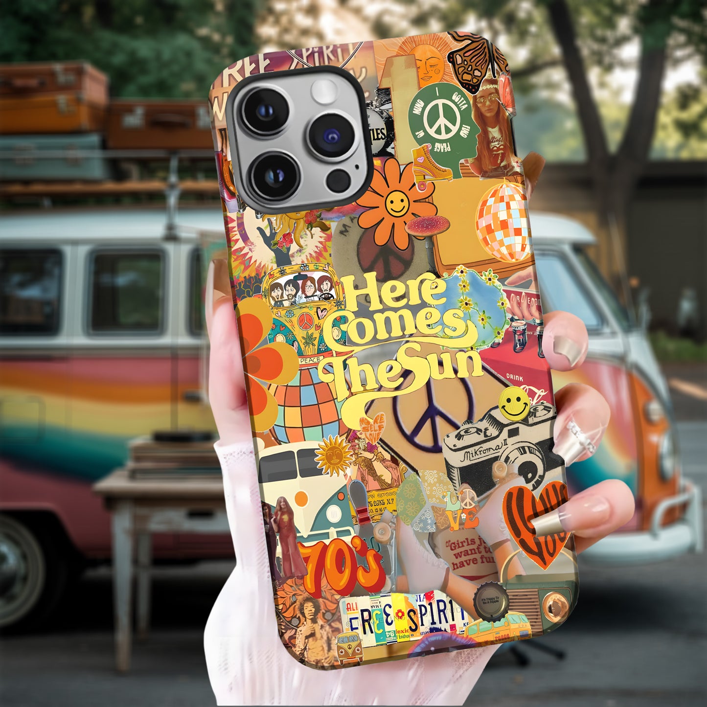 Here Comes the Sun – 70s Hippie Vibe Phone Case
