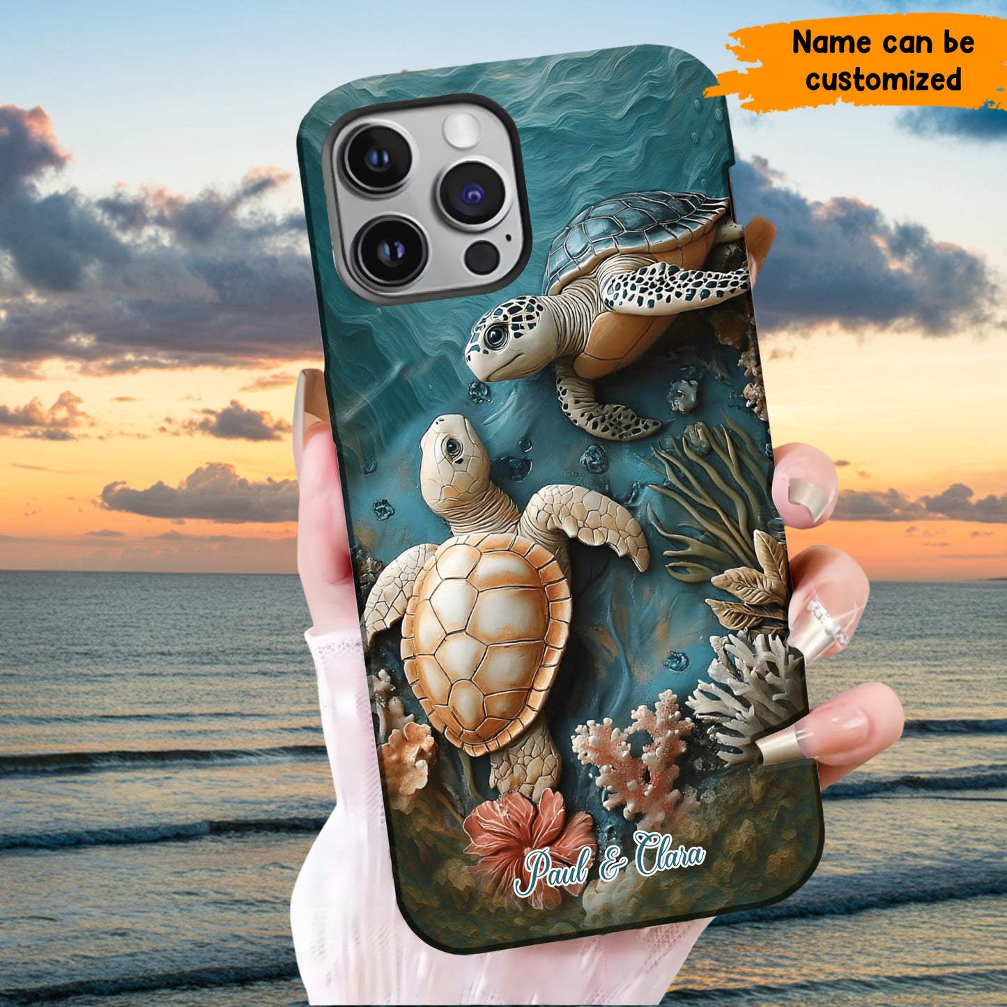 Personalized Couple Turtles Love Phone Case
