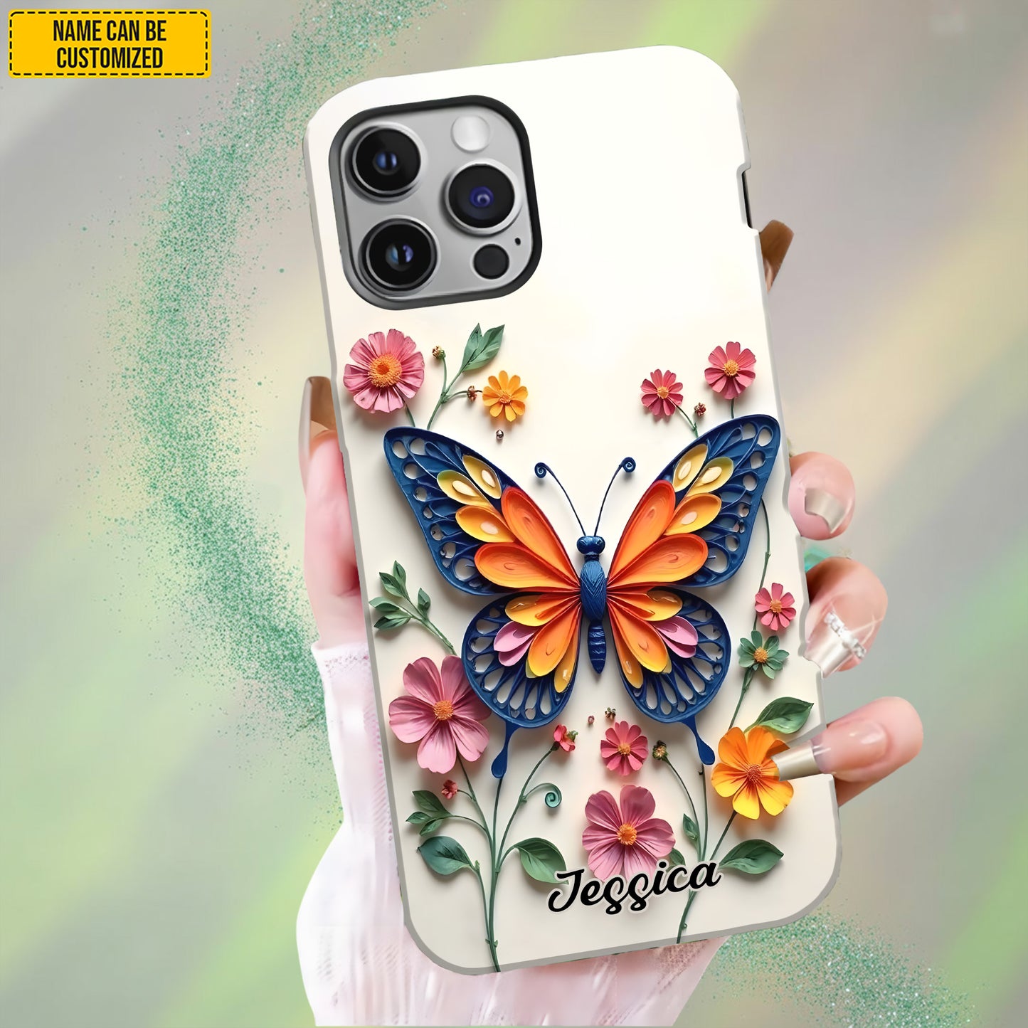 Personalized Butterfly & Floral Phone Case