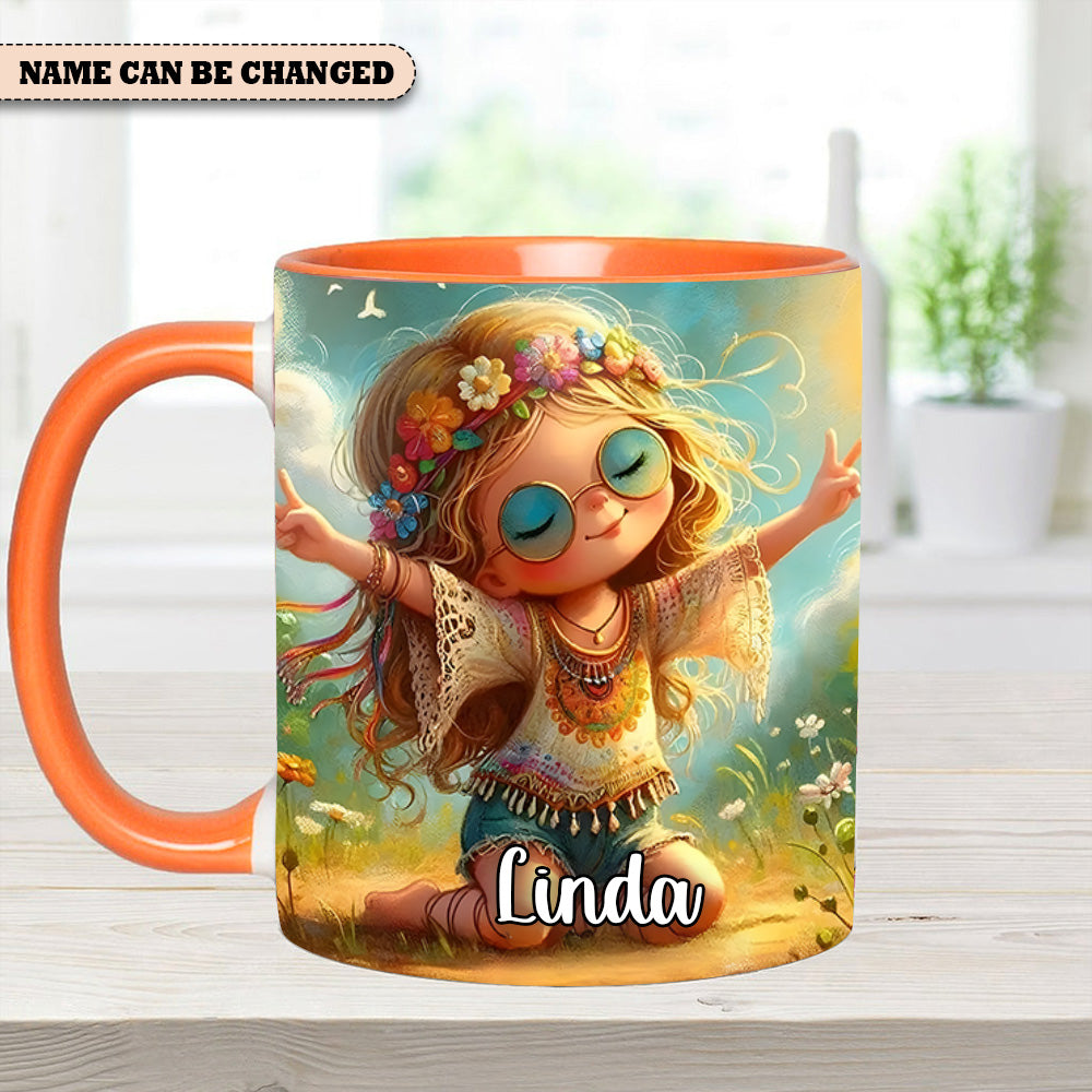 Personalized Hippie Girl Accent Mug