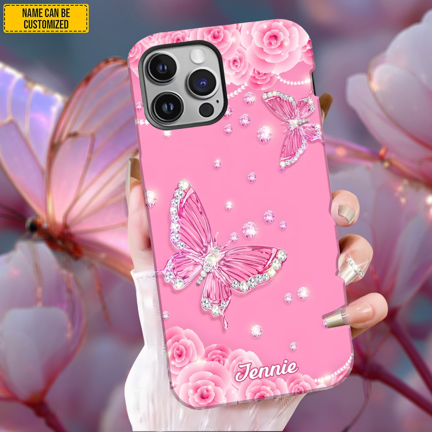 Pink Butterfly - Personalized Phone Case