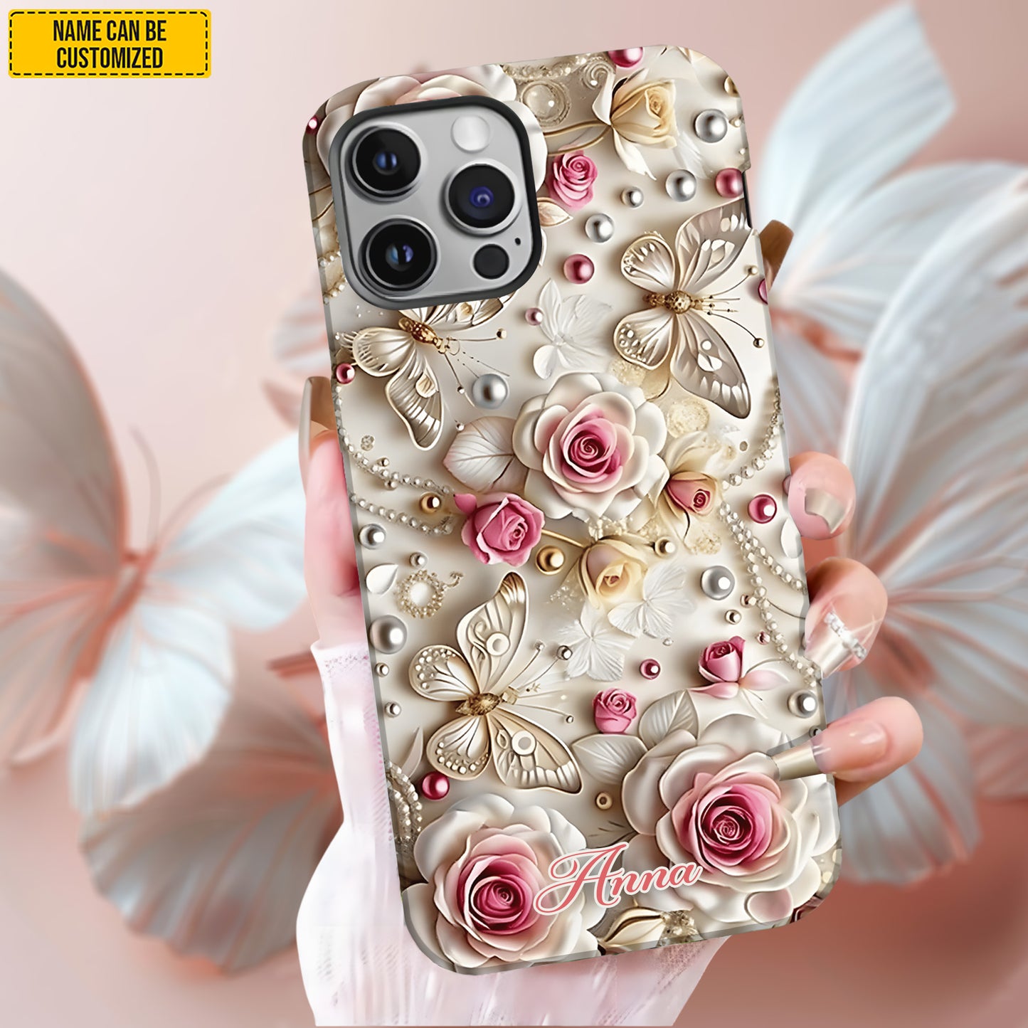 Flowers & Butterflies - Personalized Phone Case