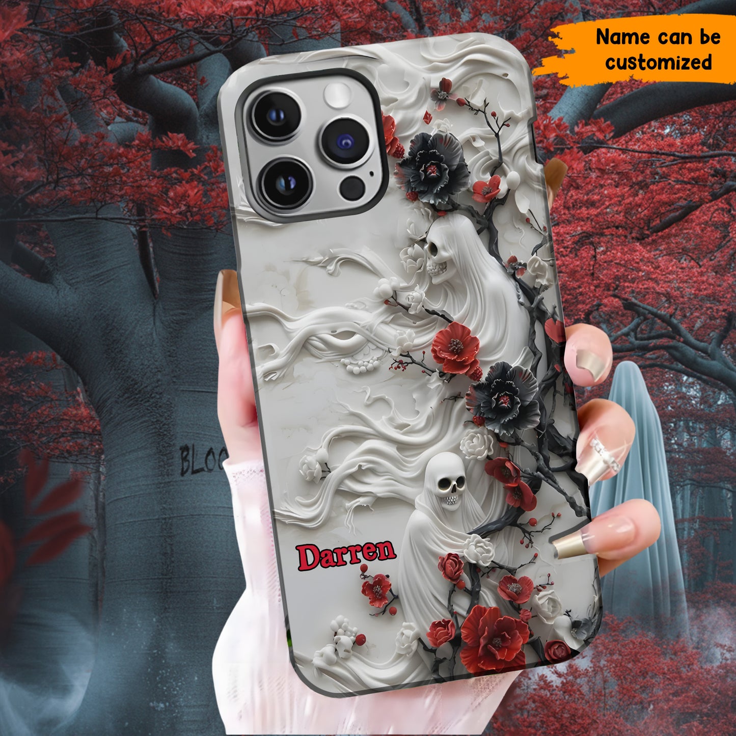 Personalized Floral Ghost Phone Case