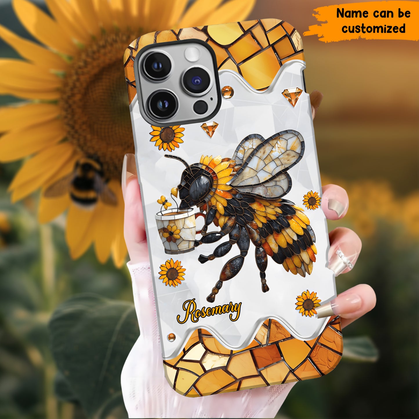Personalized Stained Glass Bee Phone Case