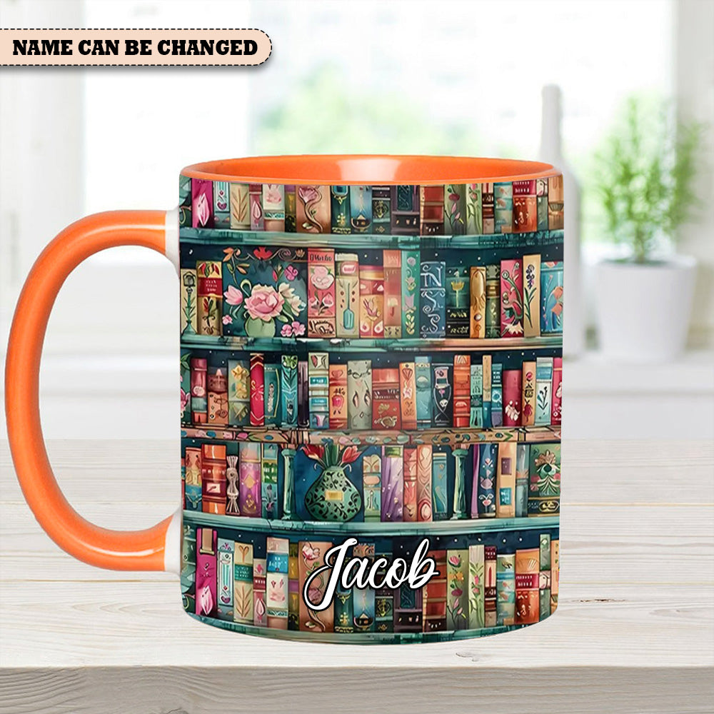 Personalized Bookshelf Mug – Cozy Library Lover’s Dream