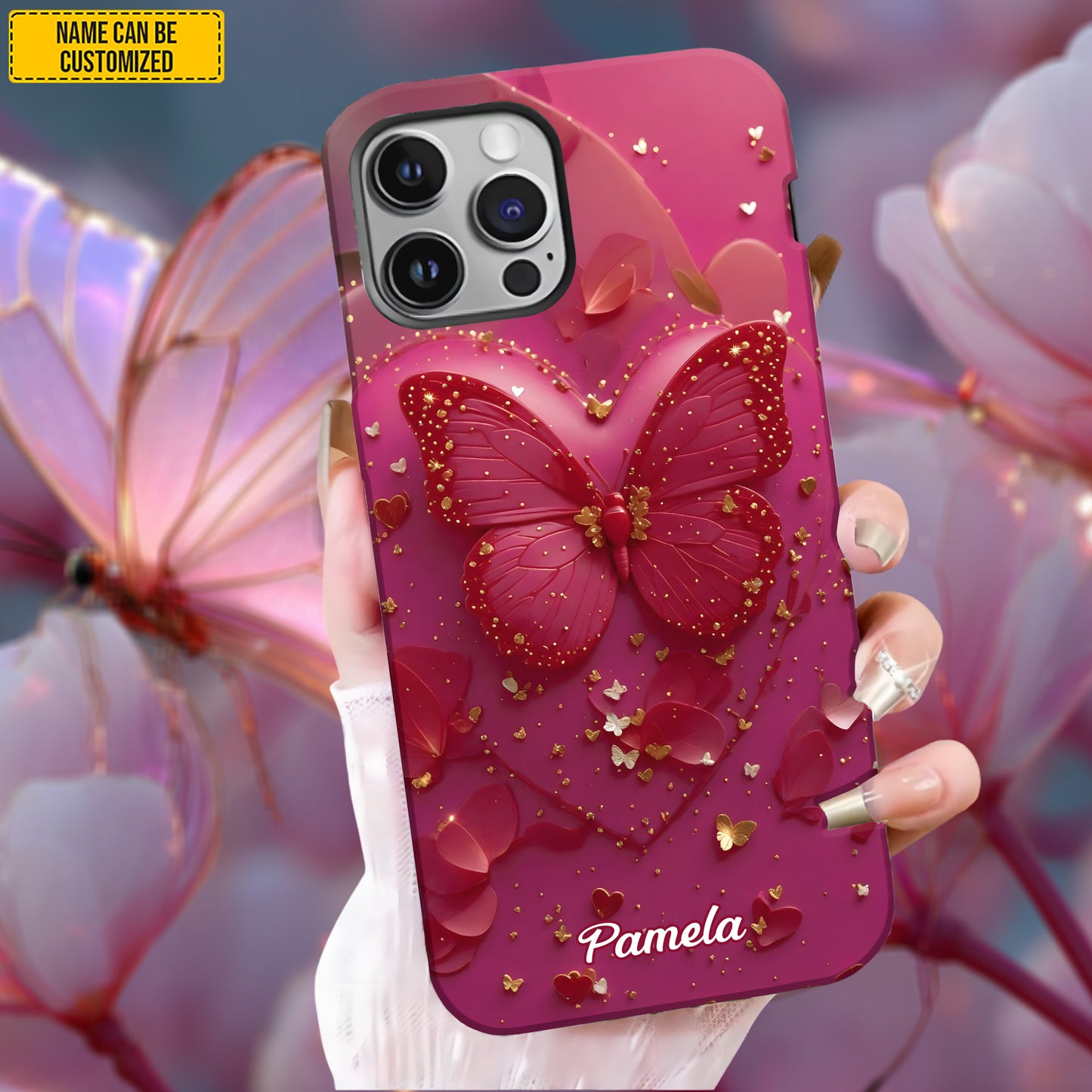 Personalized Pink Butterfly Phone Case
