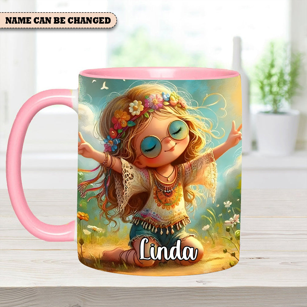 Personalized Hippie Girl Accent Mug