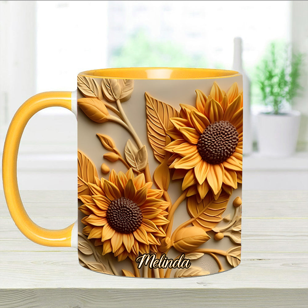 Sunflower accent mug - Personalized Accent Mug