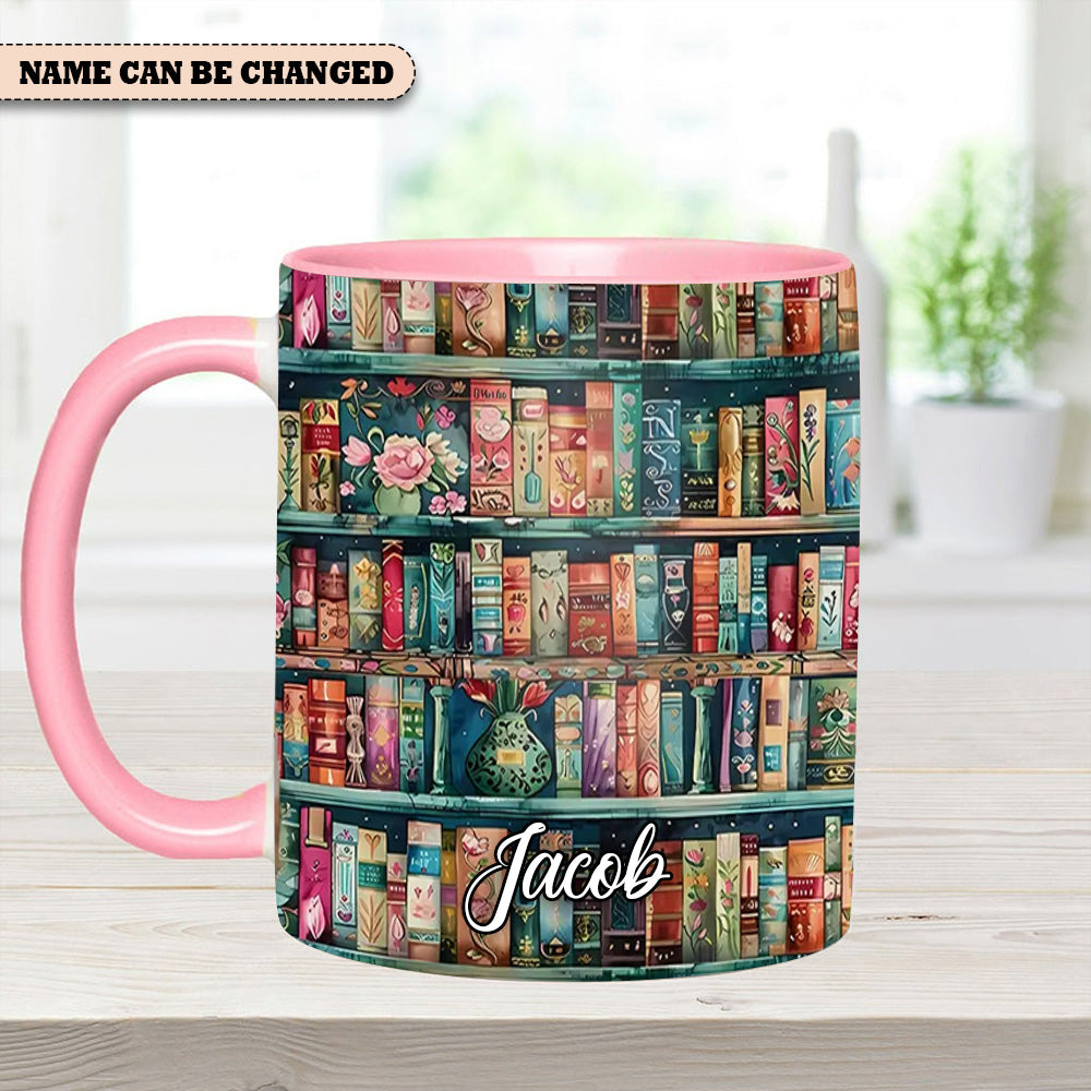 Personalized Bookshelf Mug – Cozy Library Lover’s Dream