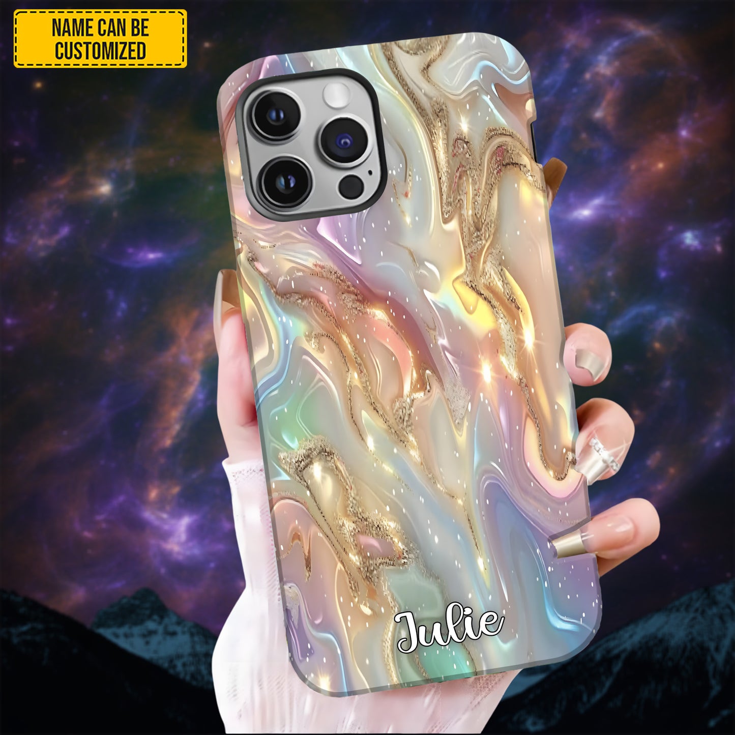 Personalized Iridescent Marble Phone Case