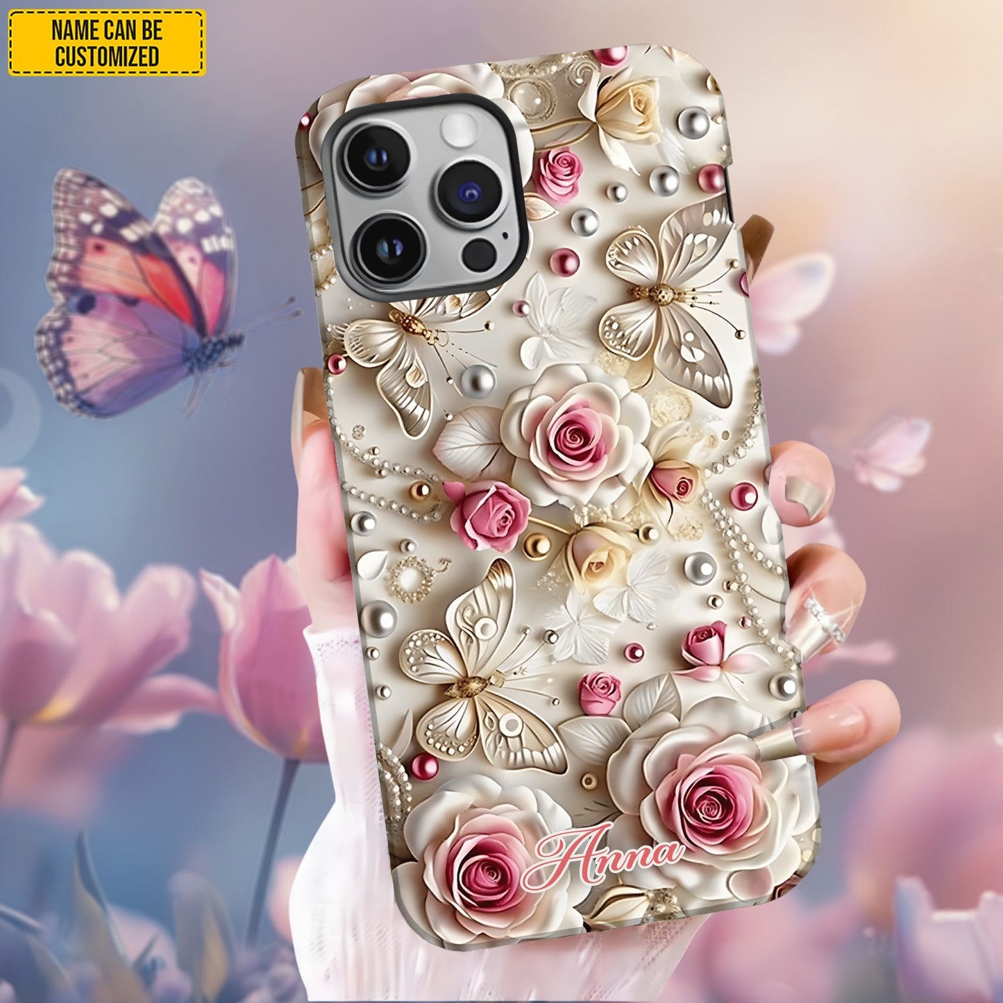 Flowers & Butterflies - Personalized Phone Case