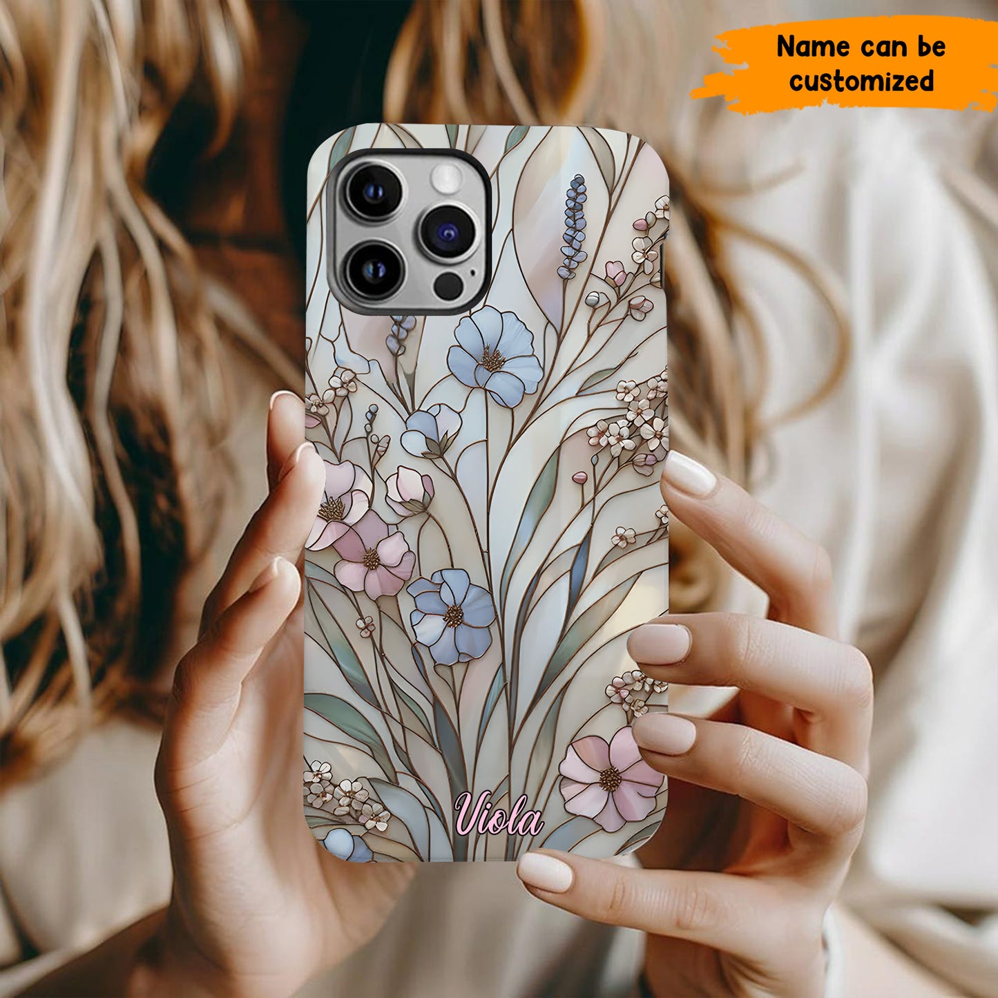 Wildflower Stained Glass Effect – Personalized Flower Phone Case