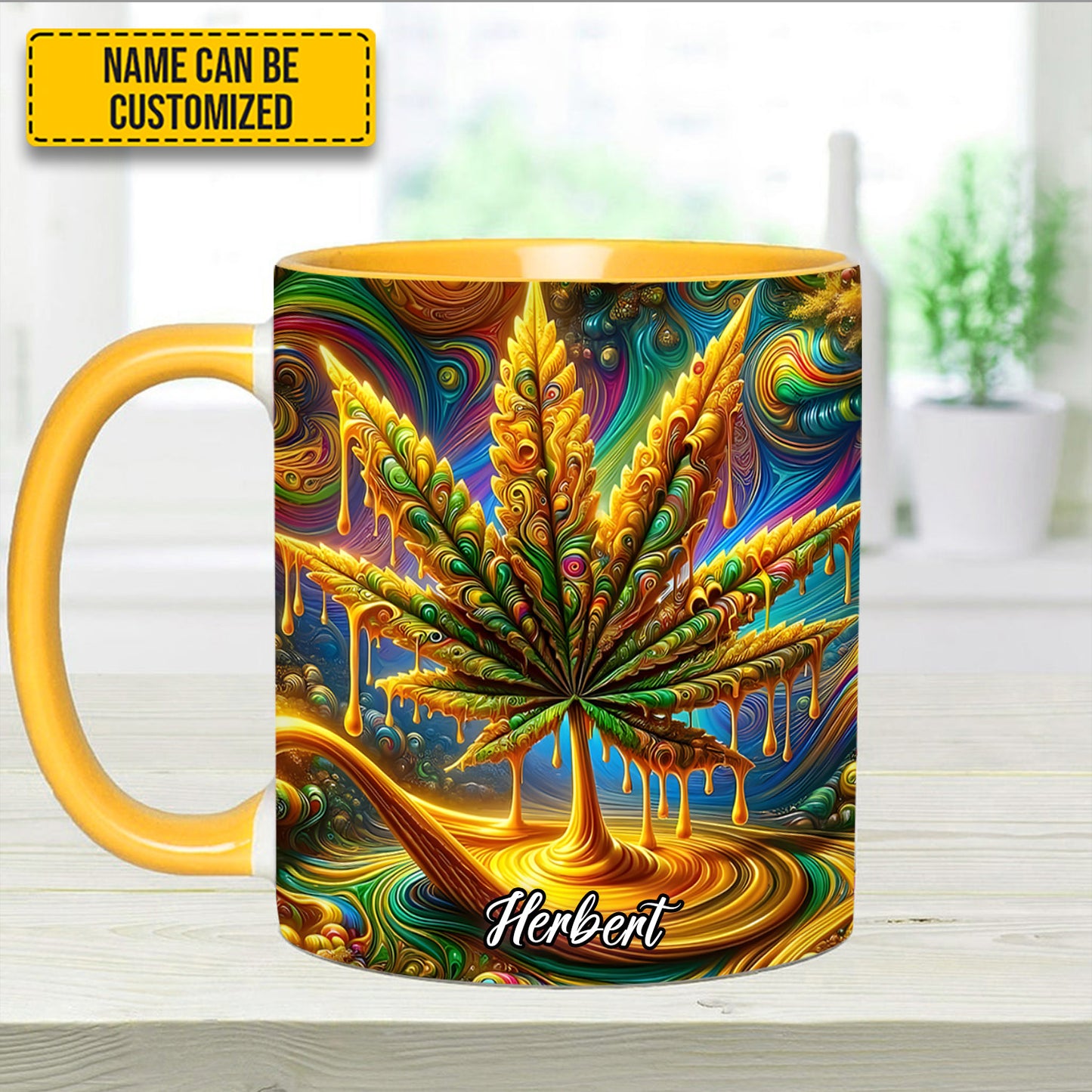 Personalized Colorful Psychedelic Weed Accent Mug