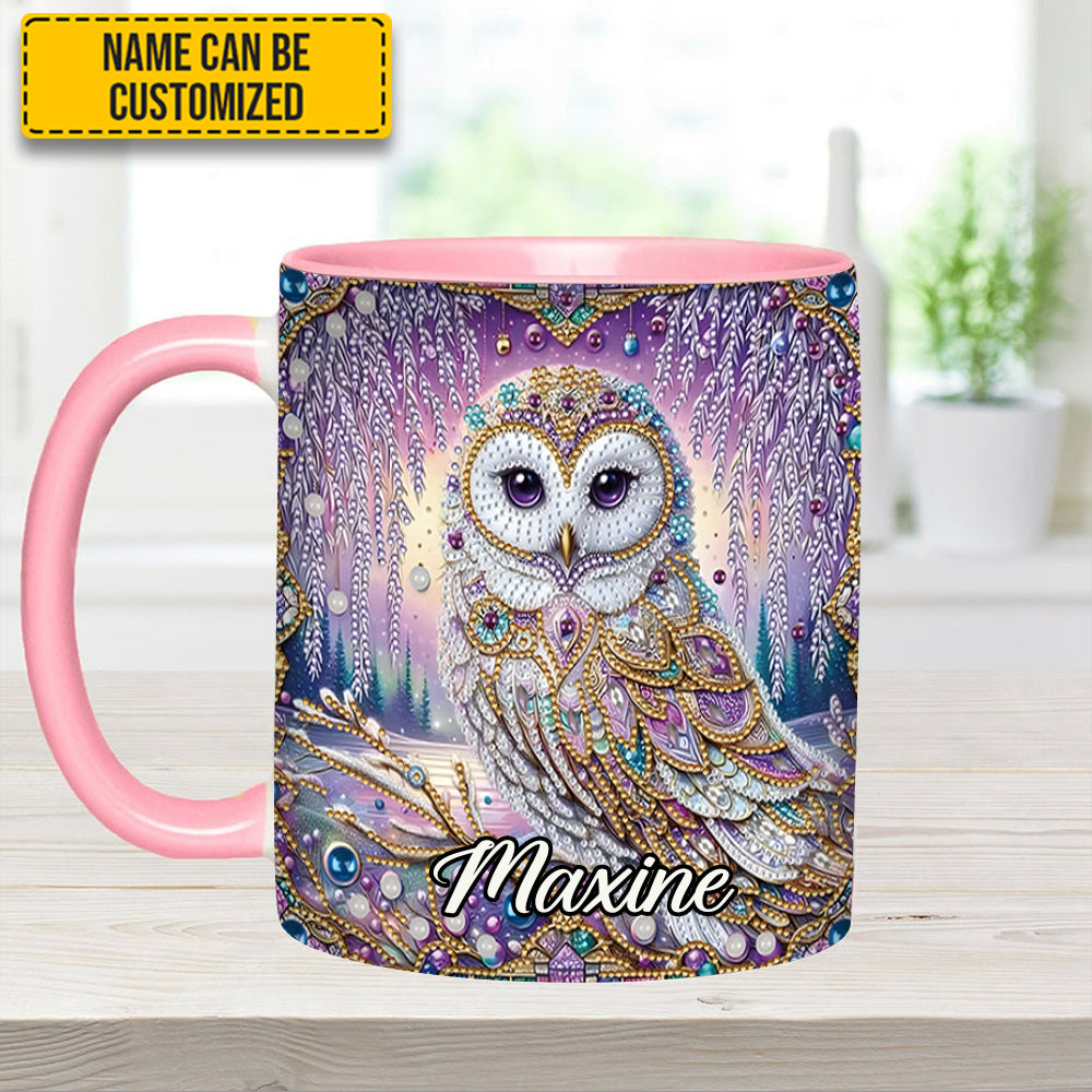 Crystal Diamond - Personalized Owl Accent Mug