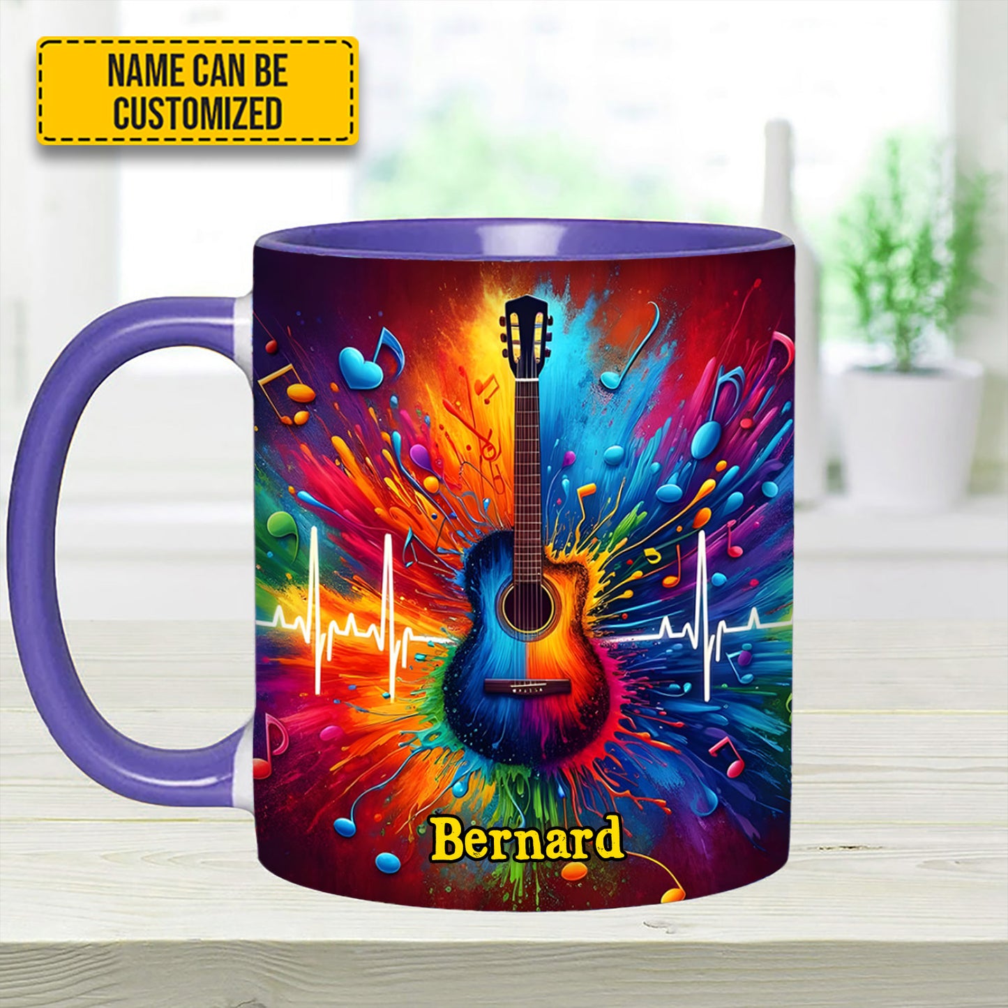 Guitar Colorful - Personalized Guitar Accent Mug