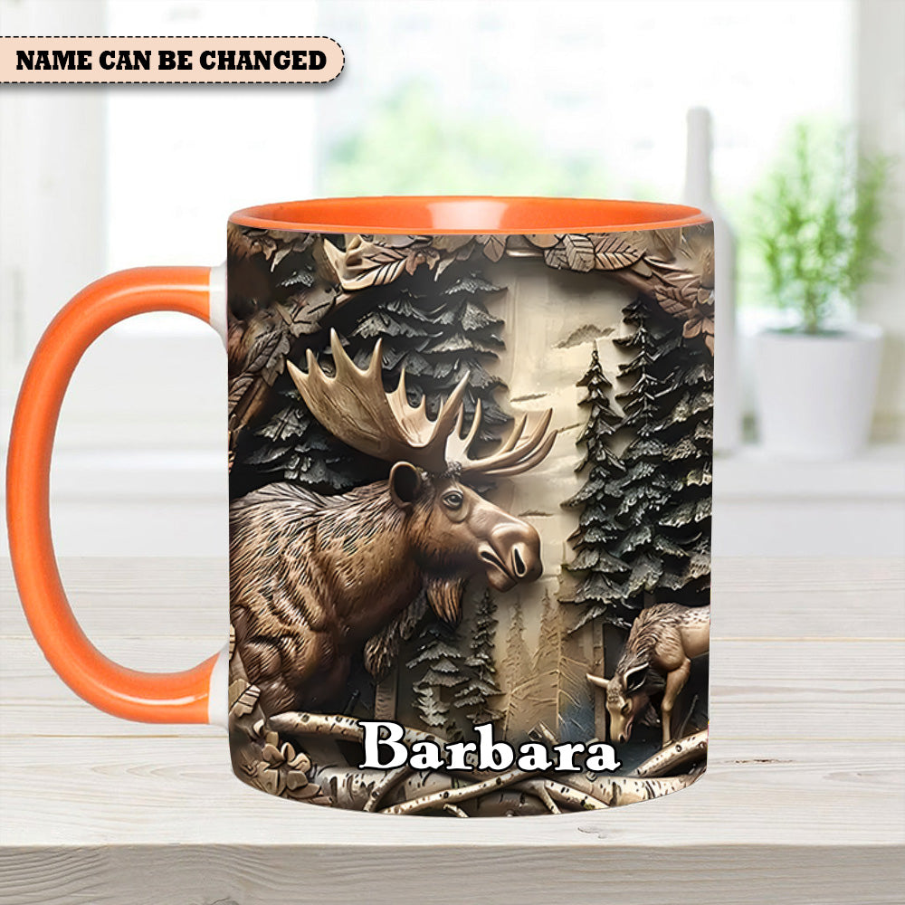 Vintage Moose Wreath Personalized Accent Mug – Rustic Gift for Mother’s Day & Nature Lovers