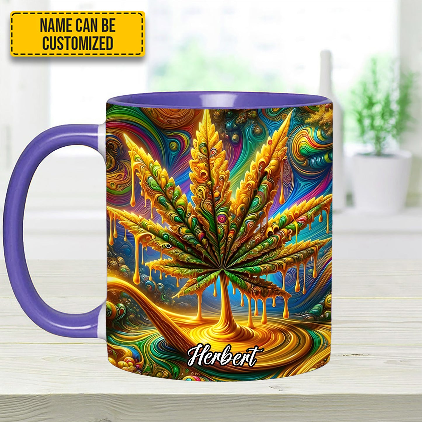 Personalized Colorful Psychedelic Weed Accent Mug