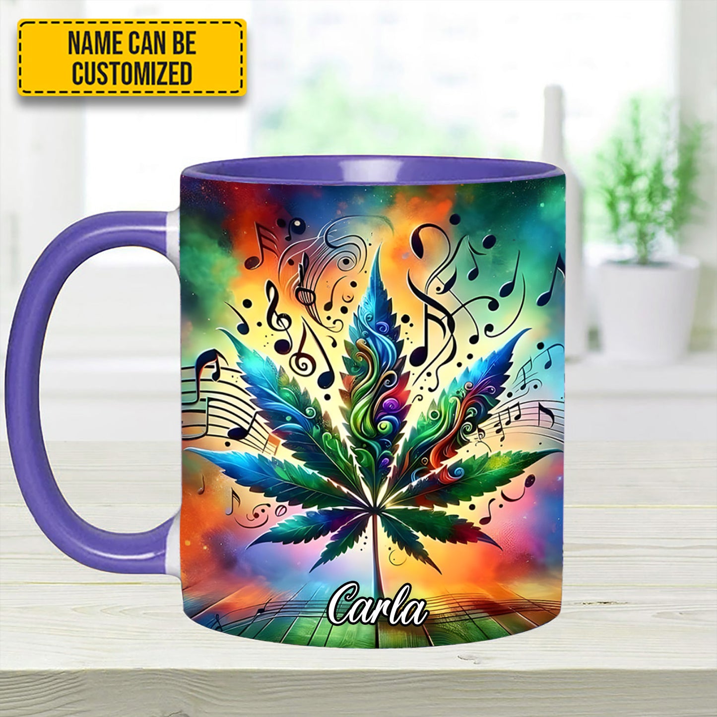 Personalized Music & Weed Vibes Accent Mug