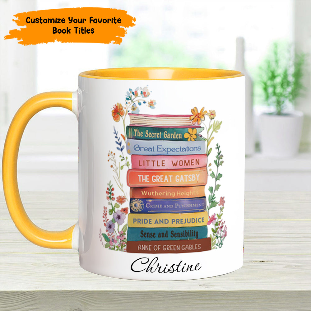 Book Lover’s Stack – Personalized Book Accent Mug