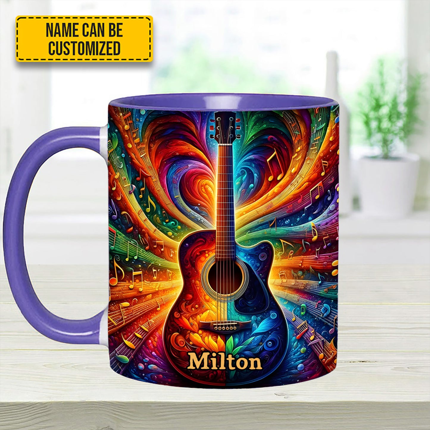 Personalized Colorful Guitar Music - Accent Mug