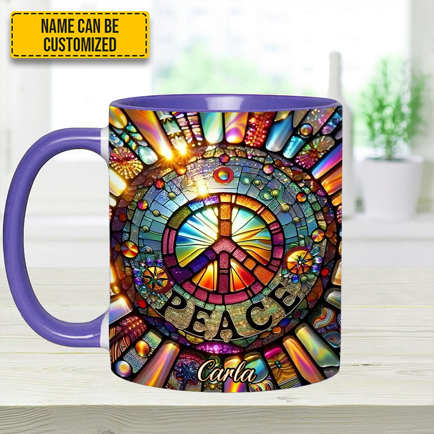 Personalized Peace Symbol Accent Mug