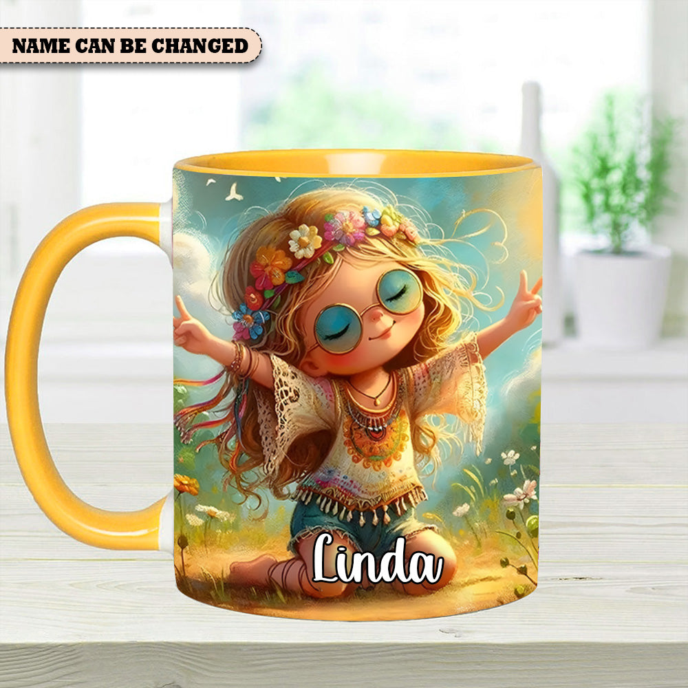 Personalized Hippie Girl Accent Mug