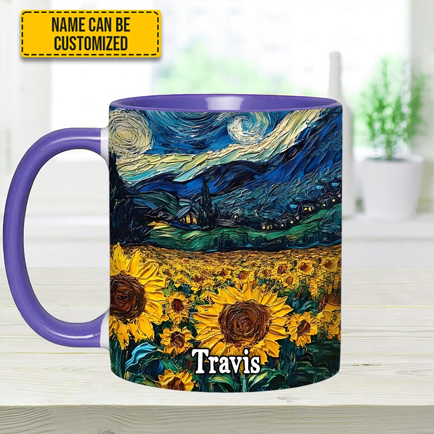 Starry Sunflowers – Personalized Accent Mug