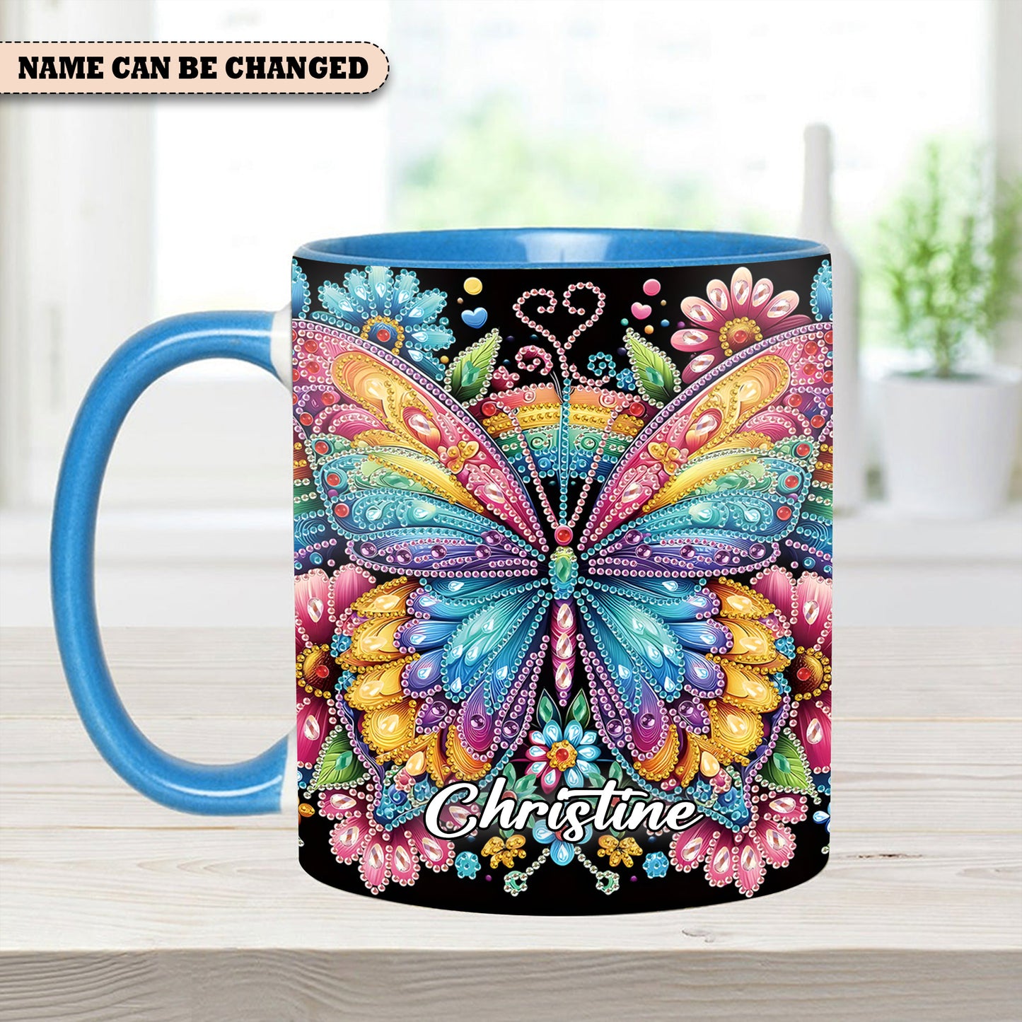 Diamond Butterfly – Personalized Butterfly Accent Mug