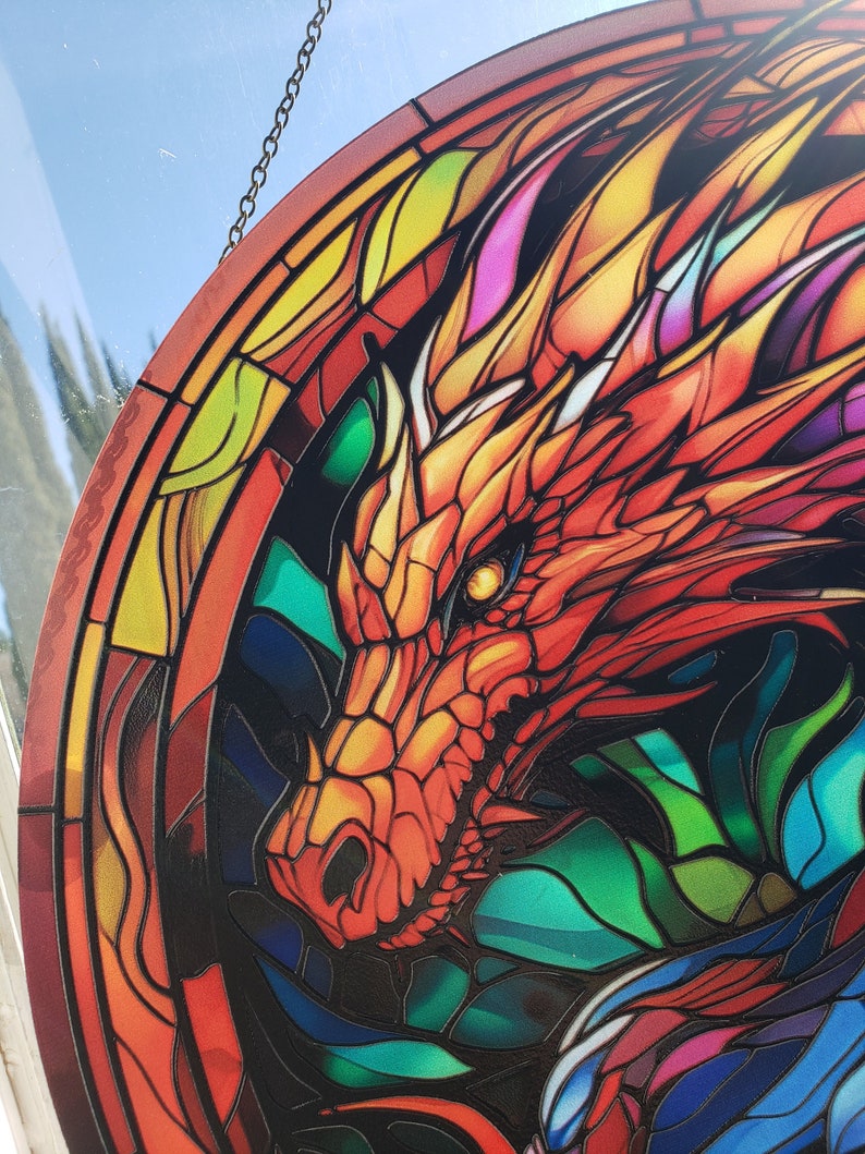 Rainbow Dragon Stained Glass Suncatcher