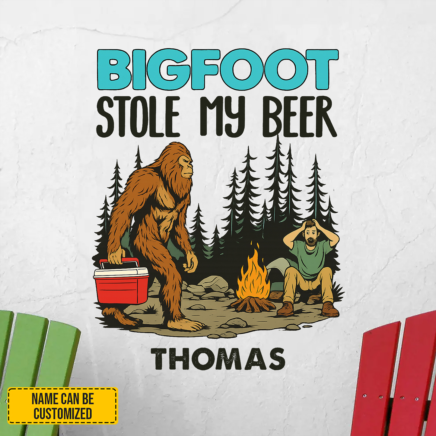 Bigfoot Stole My Beer - Personalized Funny Bigfoot Decal, Camper Decal, RV Decal, Happy Camper